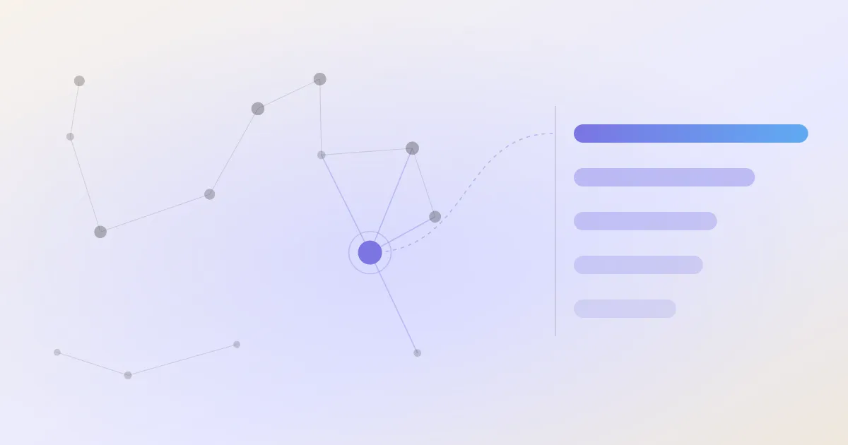An abstract cover: a network of linked notes with one node highlighted, beside a descending stack of ranked bars