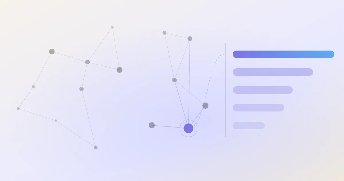 An abstract cover: a network of linked notes with one node highlighted, beside a descending stack of ranked bars
