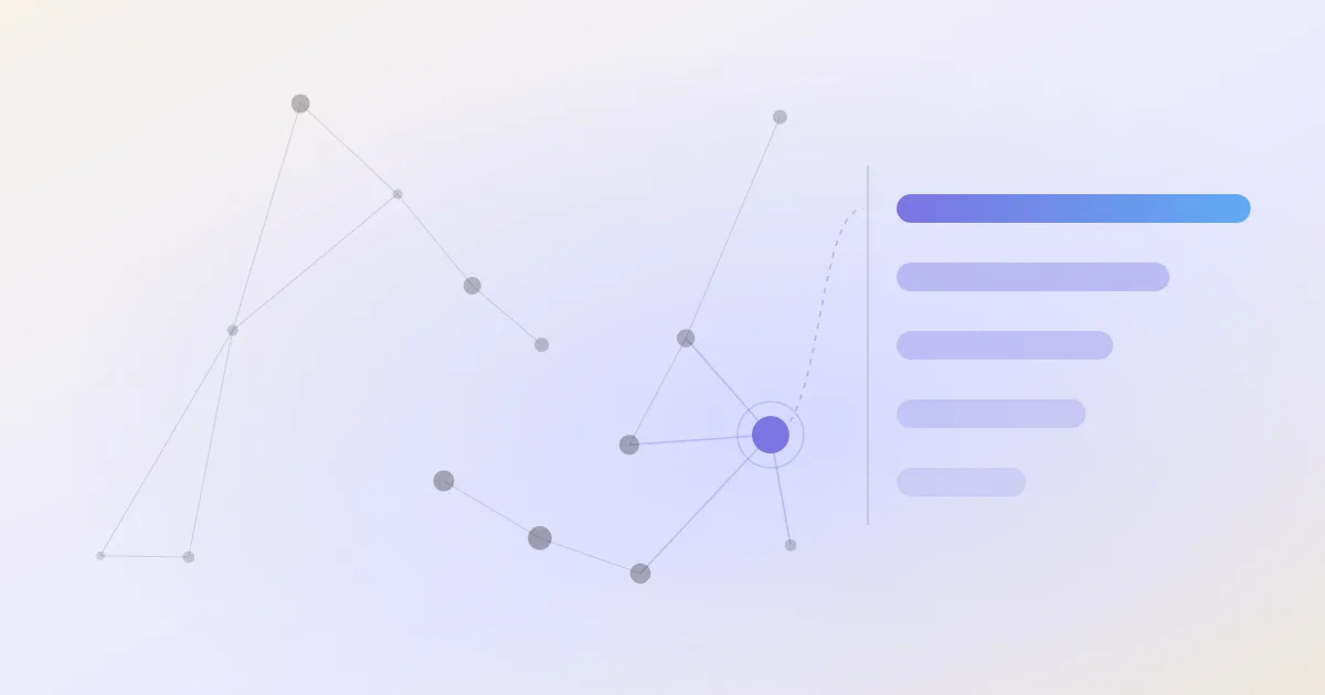 An abstract cover: a network of linked notes with one node highlighted, beside a descending stack of ranked bars